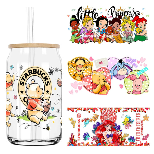 Cartoon Movie Characters Best Friends UV DTF Sticker For 16OZ Libbey Glass Cup Can Wrap Transfer Sticker Custom Labels DIY Logo