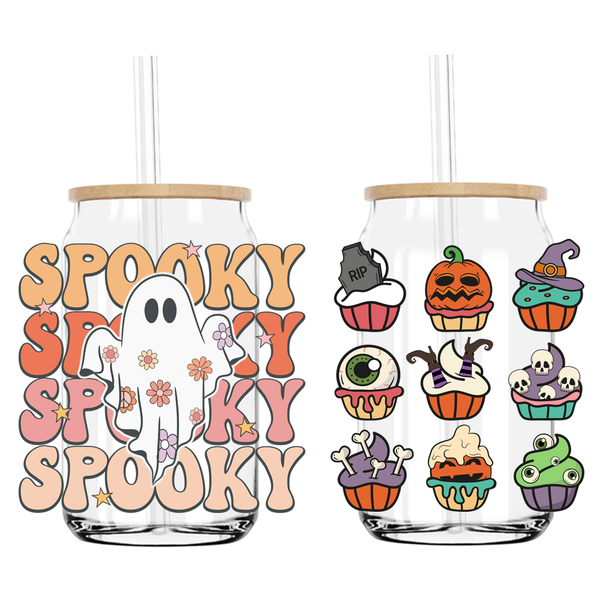 Spooky Halloween Pumpkin 16OZ UV DTF Sticker Decals