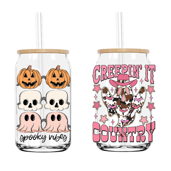 Western Halloween Creepin' It Country 16OZ UV DTF Sticker Decals