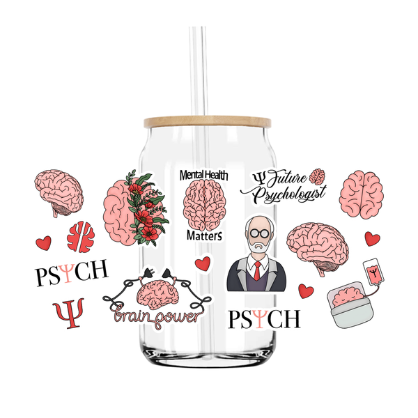 Mental Health Matters Psychology 16OZ UV DTF Stickers Wrap