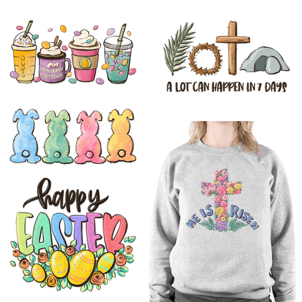 Happy Easter Rabbit God Jesus DTF Transfers