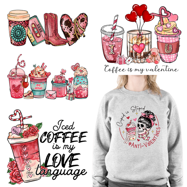 Coffee Cup Love Valentine Language DTF Transfers