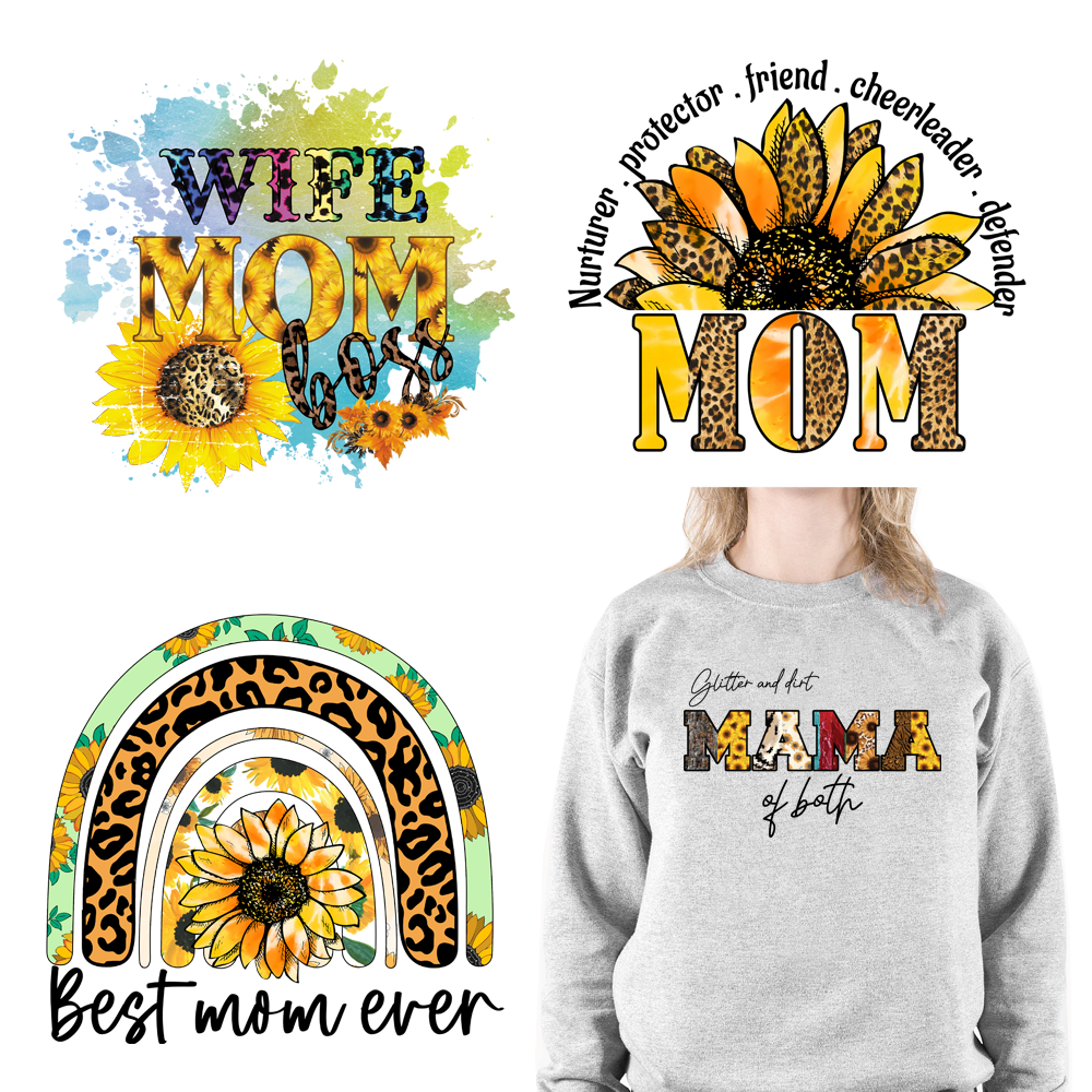 Sunflower Cow Mama Blessed Mother DTF Transfers