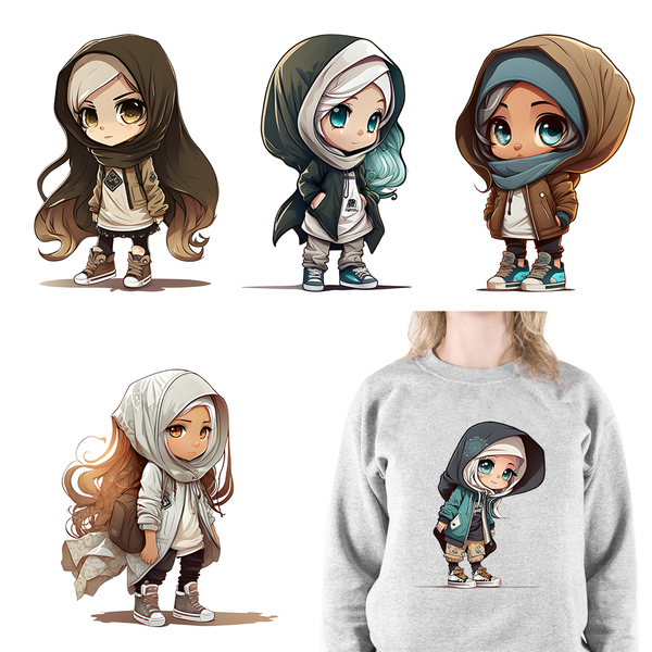 Hijab Chibi Girl DTF Transfers