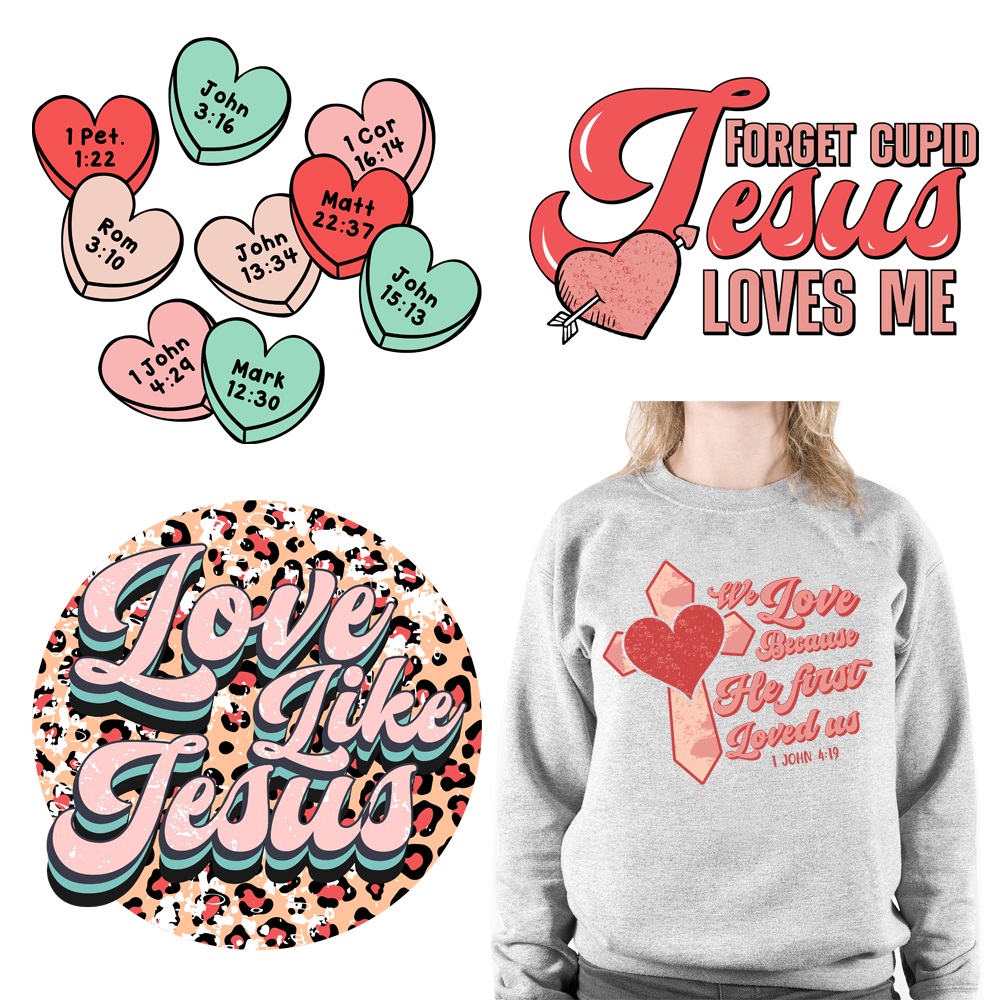 Christian Jesus Faith Valentine DTF Transfers