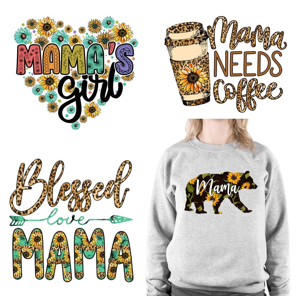 Sunflower Momlife Blessed Mama DTF Transfers