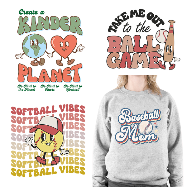 Sport Baseball Softball Vibes DTF Transfers