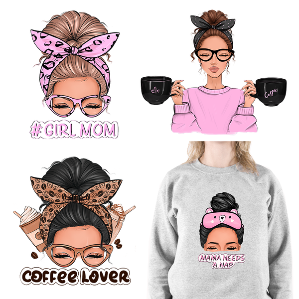 Gril Mom Coffee Lover DTF Transfers