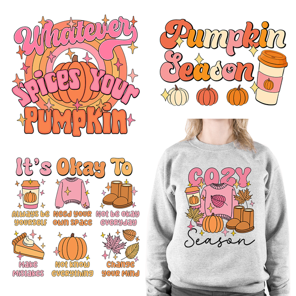 Autumn Fall Cozy Season Pumpkin Spice Pie DTF Transfers