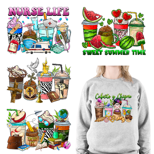 Summer Vibe Nurse Coffee Cup DTF Transfers