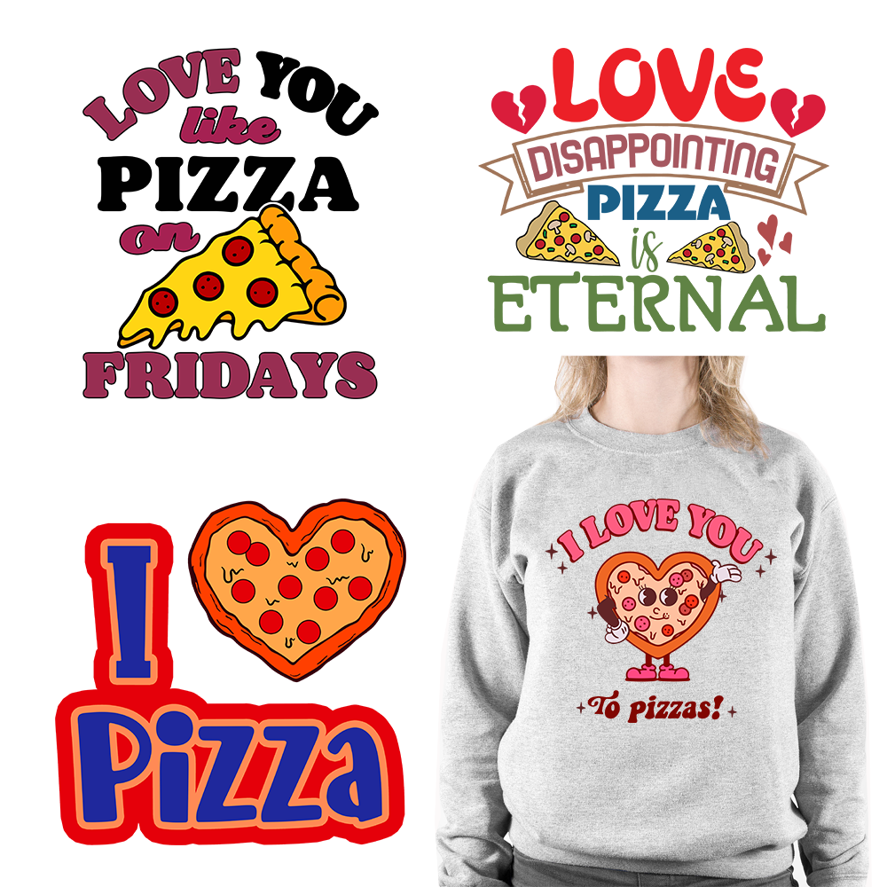 I love Pizza Valentine DTF Transfers