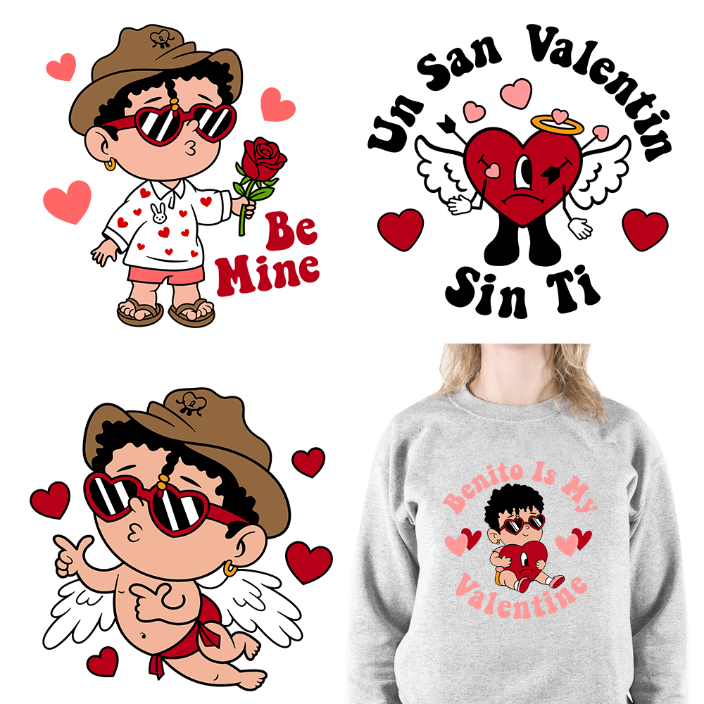 Bad Bunny Valentine Cupid DTF Transfers