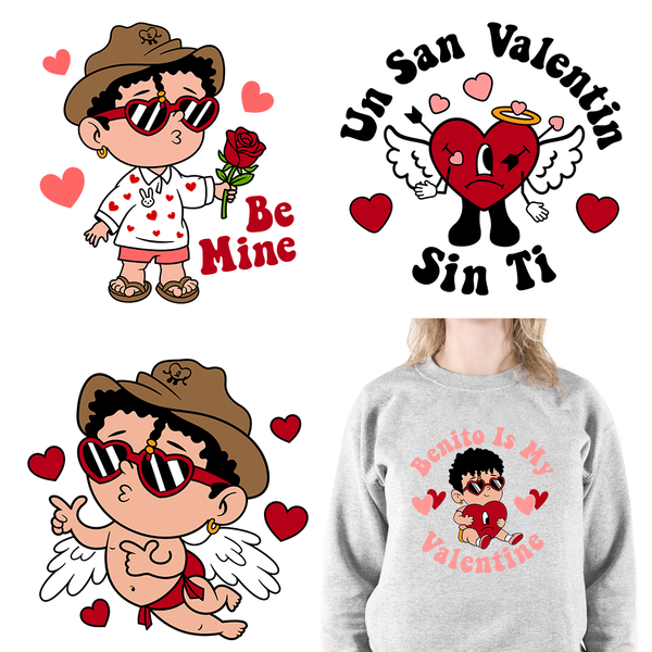 Bad Bunny Valentine Cupid DTF Transfers