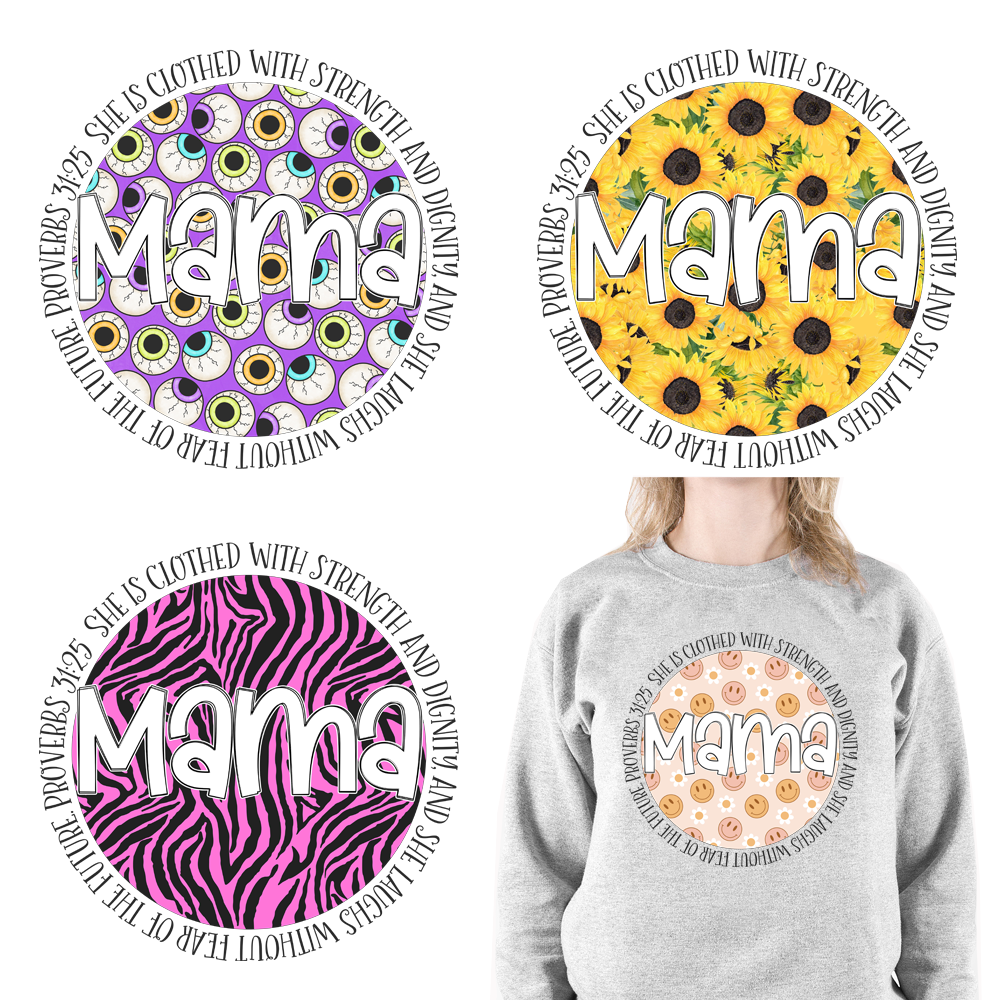 Full Color Mama Letters DTF Transfers