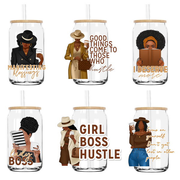 Hustle Afro Girl UV DTF Sticker Decals