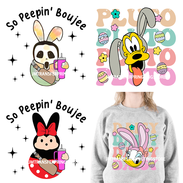 Cartoon Funny Easter Animal So Peepin Boujee With Stanley Tumbler DTF Transfers Stickers Printing Ready To Press For T-shirts