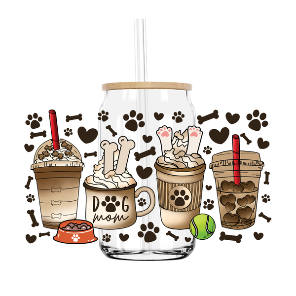 Dog Mom Paw Print 16OZ UV DTF Stickers Wrap