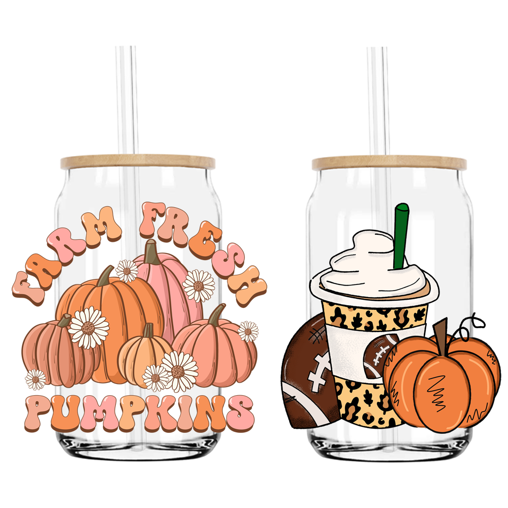 Autumn Pumpkin 16OZ UV DTF Sticker Decals