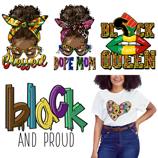 Black History Dope Afro Queen King DTF Transfers