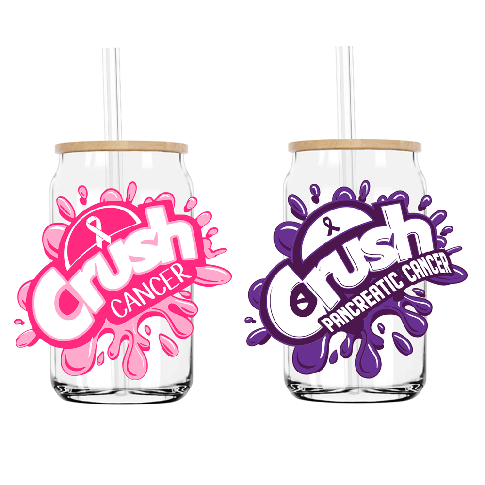 Crush Cancer Ribbon Awareness UV DTF Stickers Decals