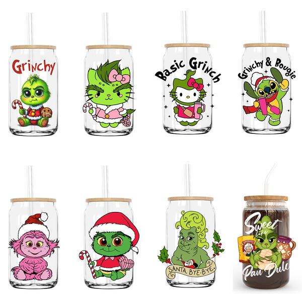 Christmas Cute Baby Grinch UV DTF Transfers Stickers Decals For Libbey Cold Cups Mugs Tumbler Waterproof DIY Craft