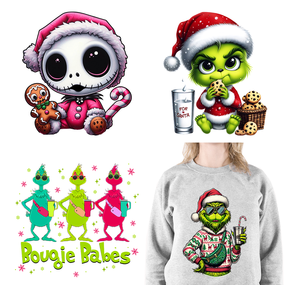 Cute Bougie Baby Animal Christmas Tis THe Season Iron On DTF Washable Heat Transfer Stickers Ready To Press For Clothing