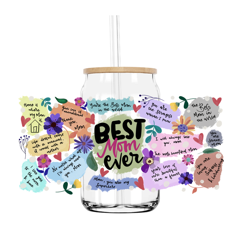 Best Mom Mama 16OZ UV DTF Stickers Wrap