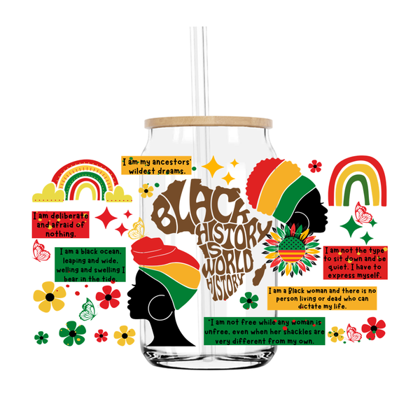 Black History Afro Women Quotes 16OZ UV DTF Stickers Wrap