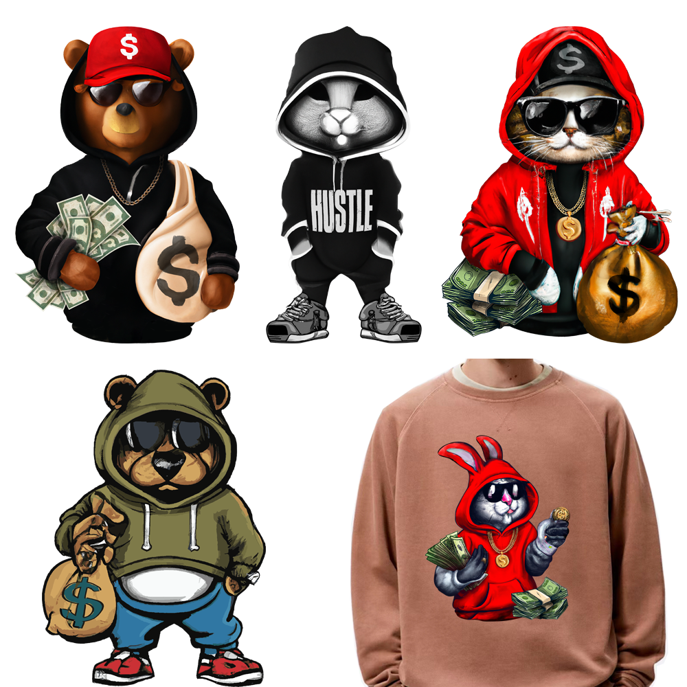 Hustle Money Bear Bunny Animal DTF Transfers