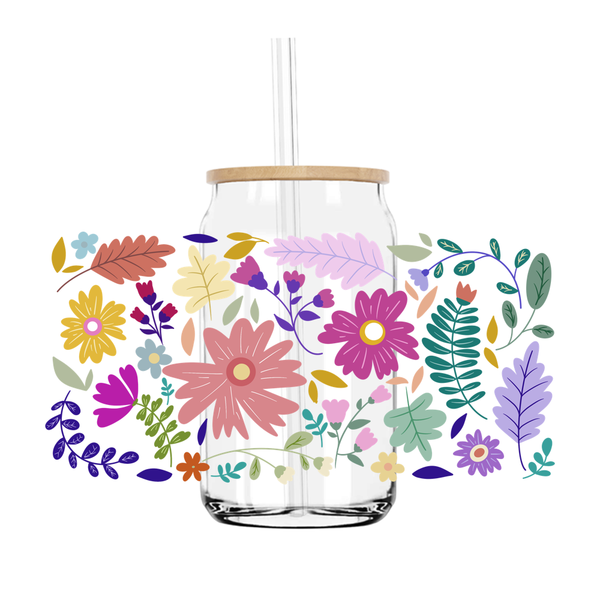 Colorful Flowers 16OZ UV DTF Stickers Wrap