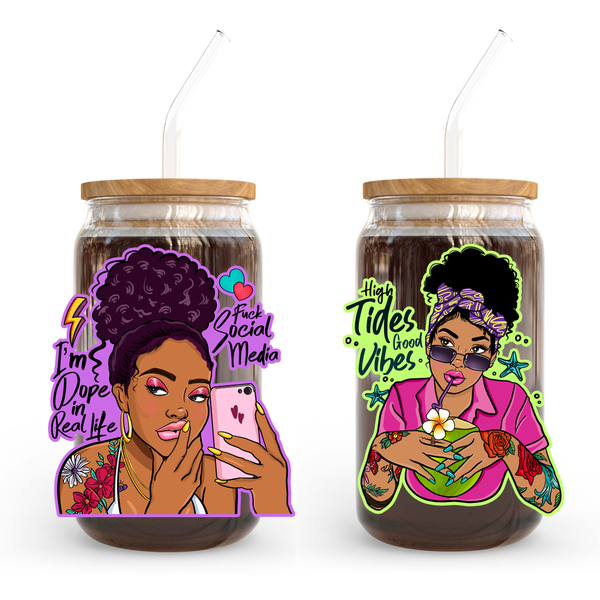 Afro Messy Girl UV DTF Sticker Decals