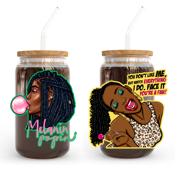 Melanin Afro Girl Woman UV DTF Sticker Decals