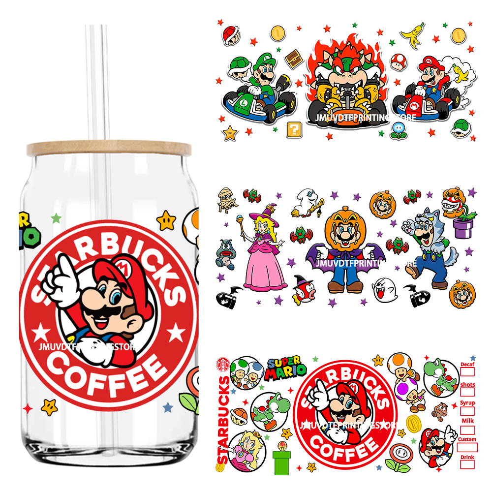 Cartoon Game Characters 16OZ UV DTF Cup Wrap Transfers Stickers Boy Girl Custom Label DIY Waterproof Logo For Libbey Glass Can