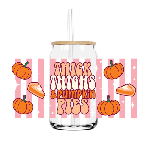 Halloween Fall Autumn Pumpkin 16OZ UV DTF Stickers Wrap