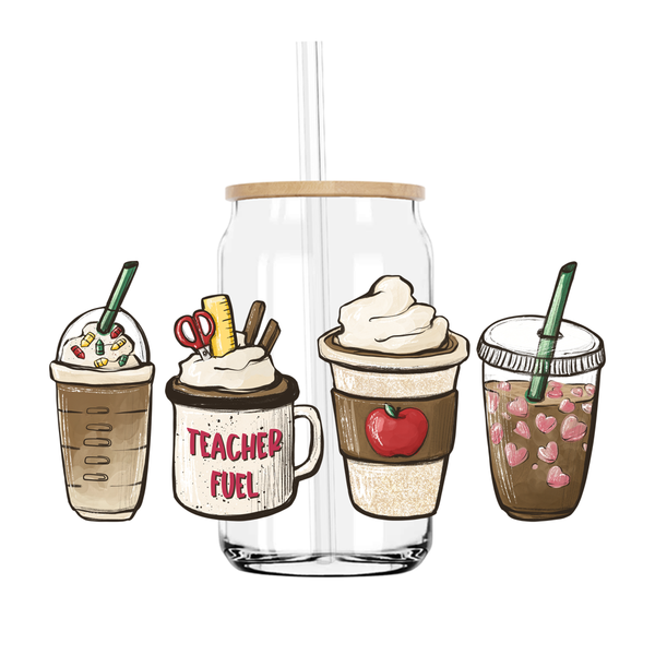 Teacher Fuel Coffee Teacher's Day 16OZ UV DTF Stickers Wrap