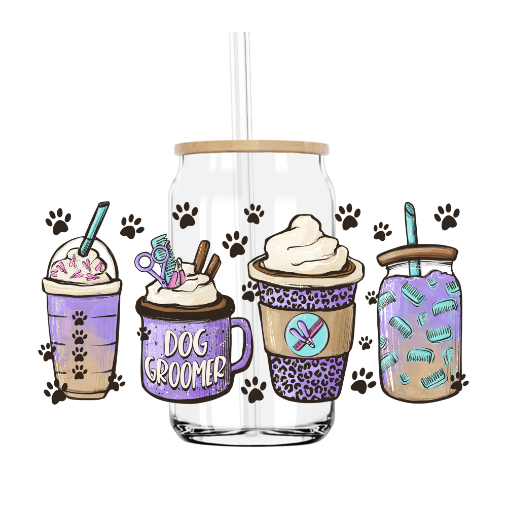 Dog Groomer Coffee Lover 16OZ UV DTF Stickers Wrap