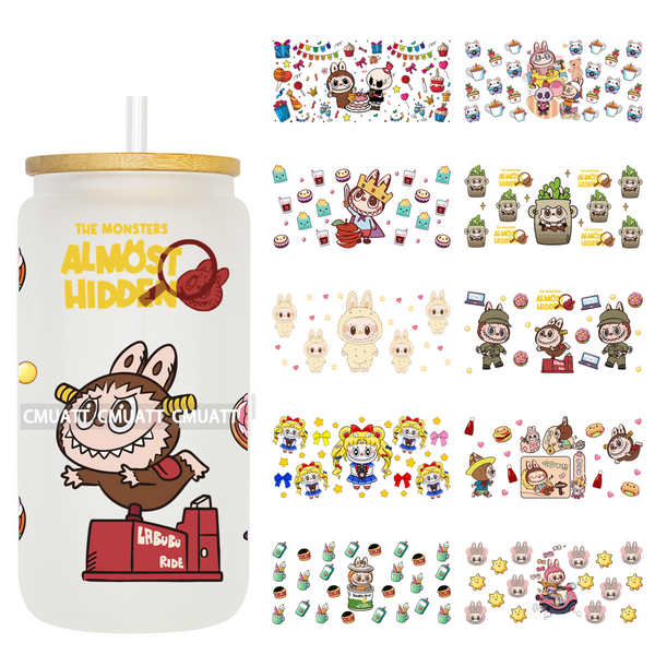 Cartoon Monster UV DTF Cup Wrap Transfers Stickers Bulk Bundle Personalized DIY Custom Selfadhesive Printing