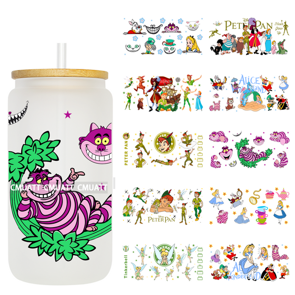 Cartoon Animal 16oz UV DTF Cup Wrap Cartoon Libbey Glass Beer Can Tumbler Stickers Waterproof  Adhesive