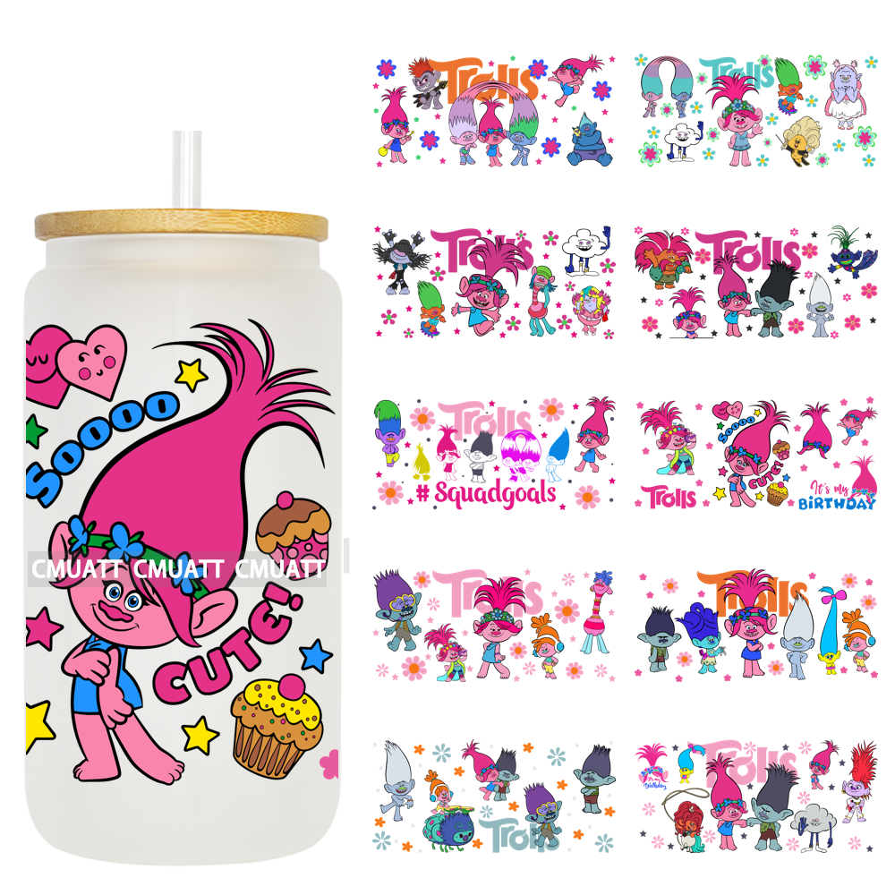 Elephant Cartoon UV DTF Cup Wrap Customizable Durable Waterproof For 16oz Libbey Glass Selfadhesive Stickers