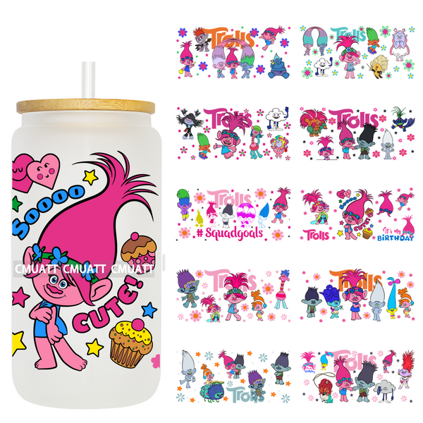 Elephant Cartoon UV DTF Cup Wrap Customizable Durable Waterproof For 16oz Libbey Glass Selfadhesive Stickers