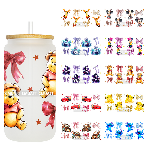 Cartoon Coquette 16oz UV DTF Cup Wrap Transfers Stickers Eco-Friendly Waterproof Decorate  Mugs Can Bottle