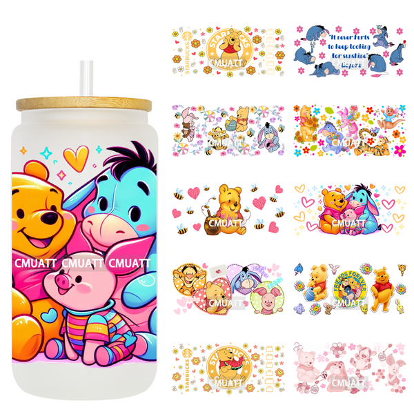 Cartoon Bear 16oz UV DTF Cup Wrap Transfers Stickers Labels For Decorate  Mugs Beer Can Bottle Drinkware