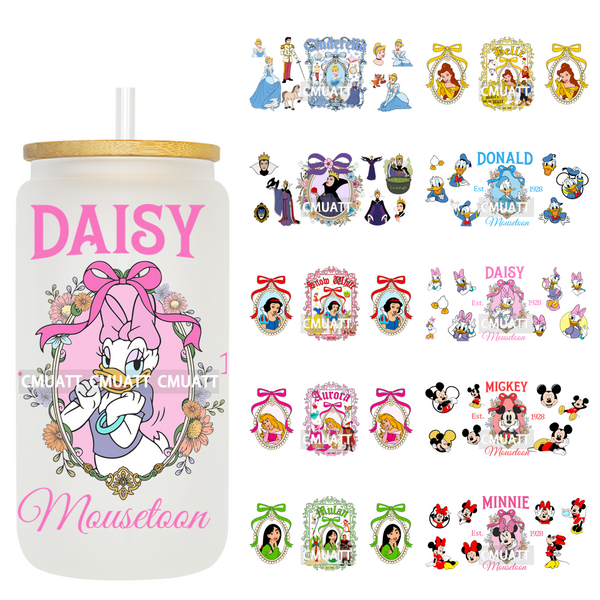 Princess 16oz UV DTF Cup Wrap Transfers Stickers Decorate  Mugs Beer Can Bottle Customized Logo Bulk Orders