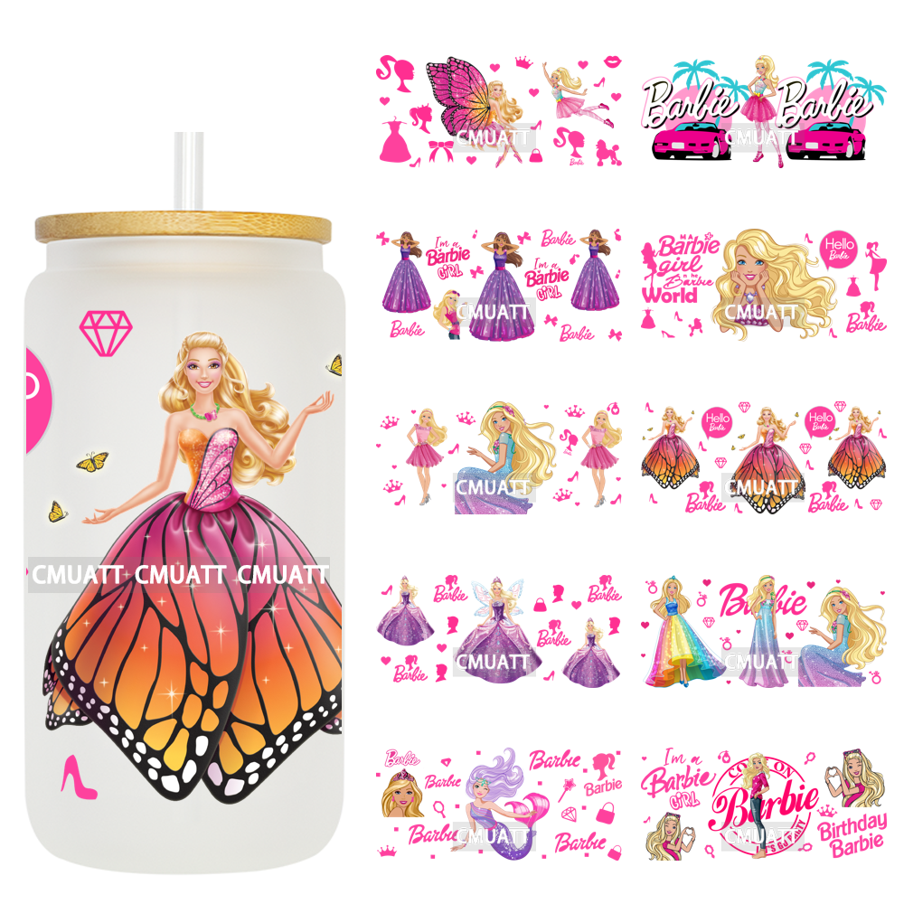 Pretty Girl UV DTF 16oz Cup Wrap Transfers Stickers Customized Selfadhesive Stickers Waterproof DIY Craft