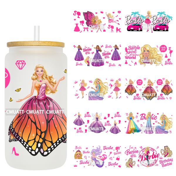 Pretty Girl UV DTF 16oz Cup Wrap Transfers Stickers Customized Selfadhesive Stickers Waterproof DIY Craft