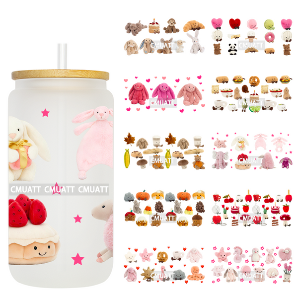 Cute Doll UV DTF 16oz Cup Wrap Transfers Stickers Decorate  Mugs Beer Can Bottle Customized Logo Gifts
