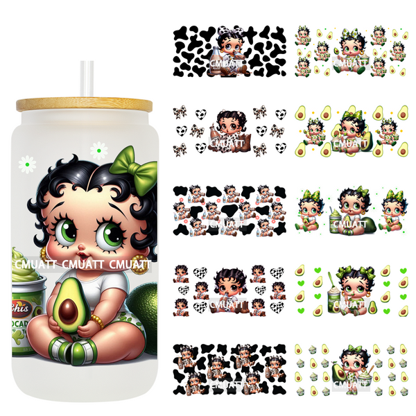 Pretty Milk Girl UV DTF Cup Wraps Transfers Stickers Decorate 16oz Libbey Glass Mugs Beer Can Bottle Bulk