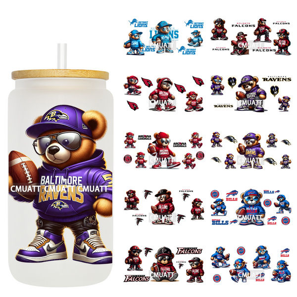 Sports Football UV DTF Cup Wraps Transfers Stickers 16oz Decorate  Mugs Beer Can Bottle Customized DIY Craft