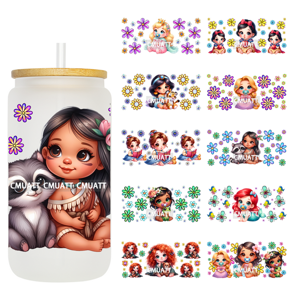 Princess Libbey Glass Cup 16oz UV DTF Wraps Transfers Stickers Decorate  Mugs Beer Can Bottle Customized DIY