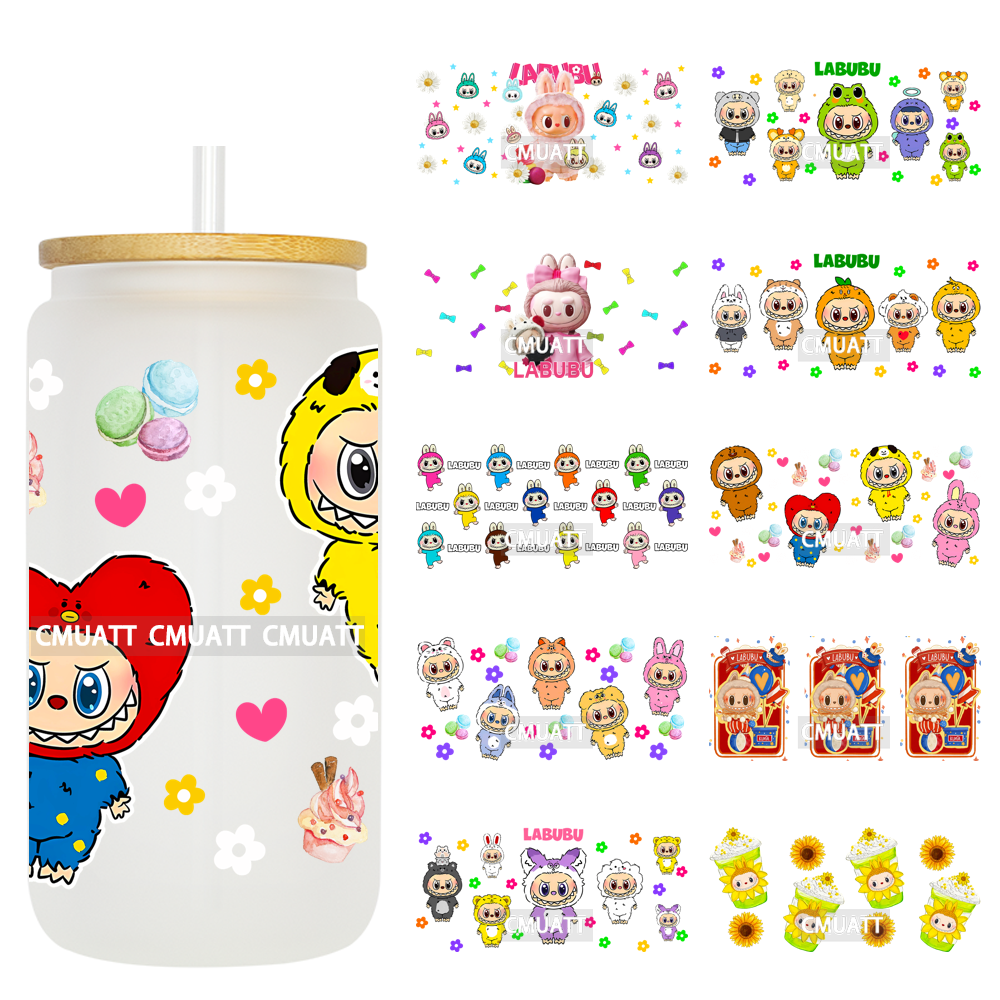Cute Monsters UV DTF Wraps Transfers Stickers Mugs Beer Can Bottle 16oz Libbey Glass Free Shipping Bulk
